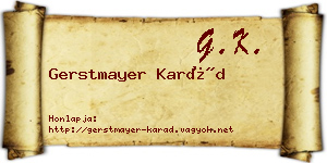Gerstmayer Karád névjegykártya